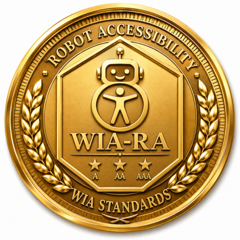 WIA-RA 로봇 접근성 인증 메달 — A/AA/AAA 등급